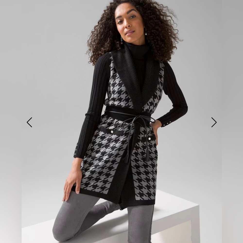🌺 WHBM Houndstooth Vest